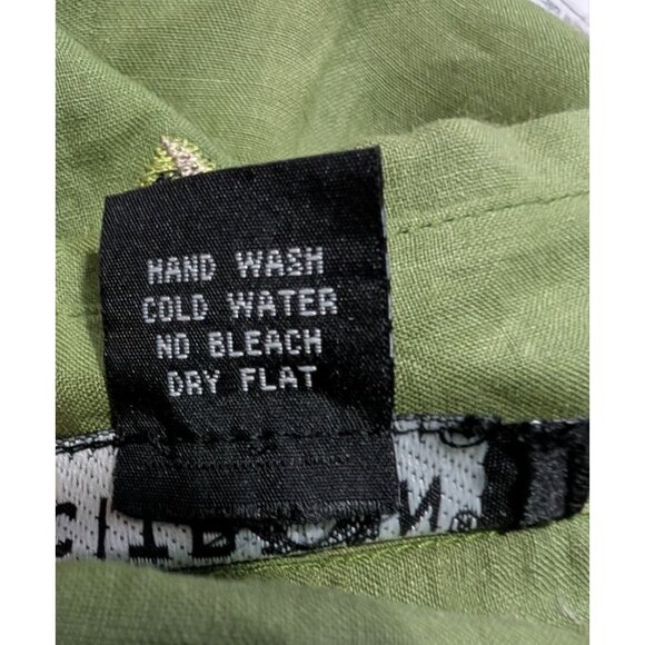 Citron Santa Monica 3X Green Button-Up Embroidered Ramie Tunic Top Boho Artsy - Picture 4 of 16